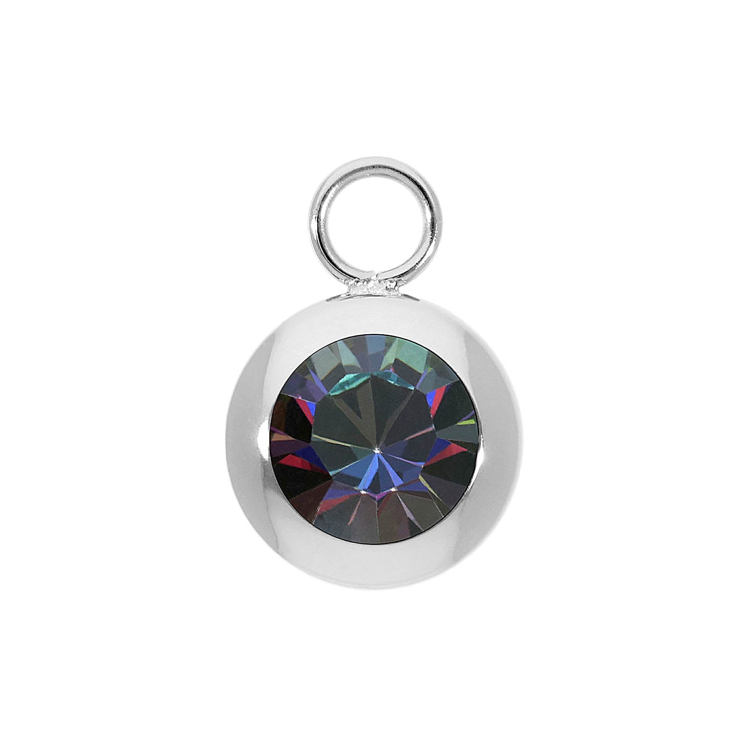 Tondo Charm 0.51" - Silver Crystal Vitrail Medium