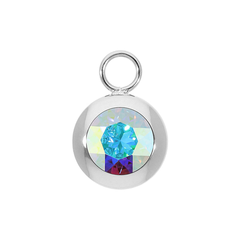 Tondo Charm 0.51" - Silver crystal aurora boreale