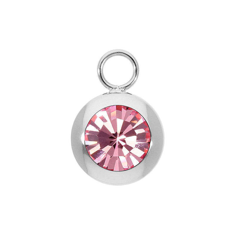 Tondo Charm 0.51" - Silver Light Rose