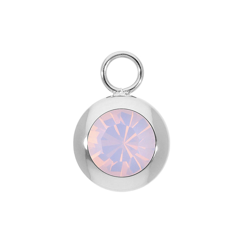 Tondo Charm 0.51" - Silver rose opal