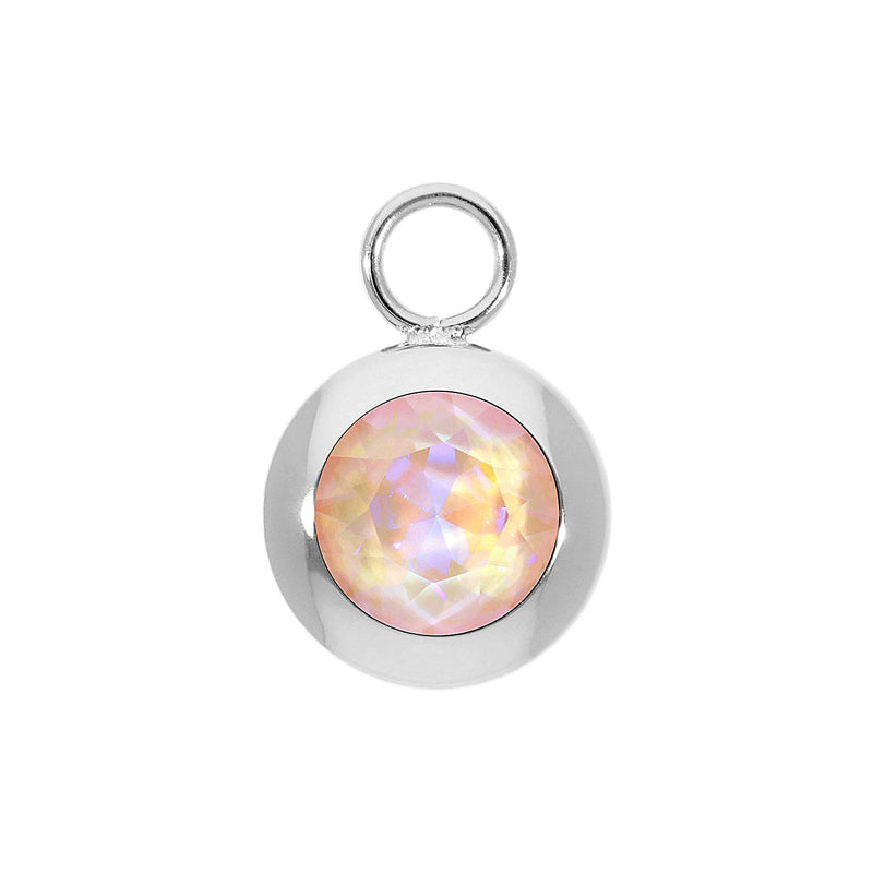 Tondo Charm 0.51" - Silver dusty pink delite