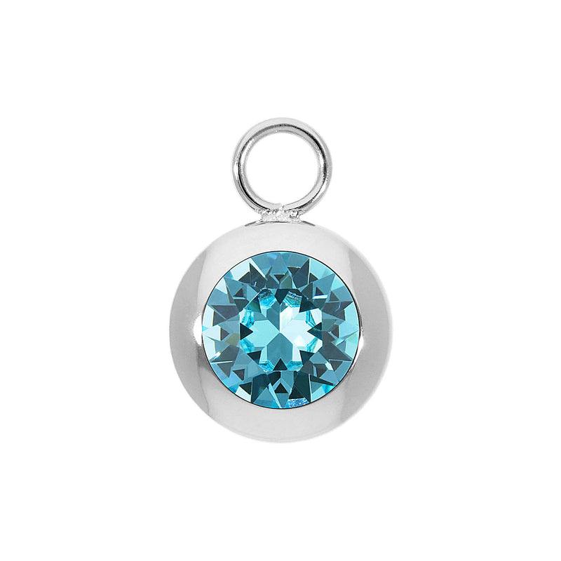 Tondo Charm 0.51" - Silver Light Turquoise