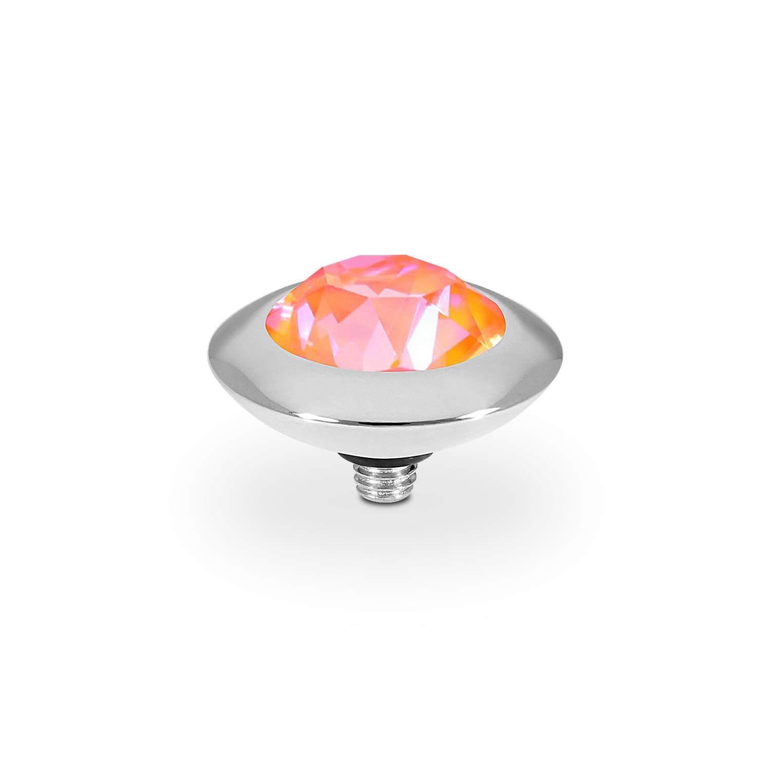 Tondo Top 0.51" - Silver crystal orange glow delite