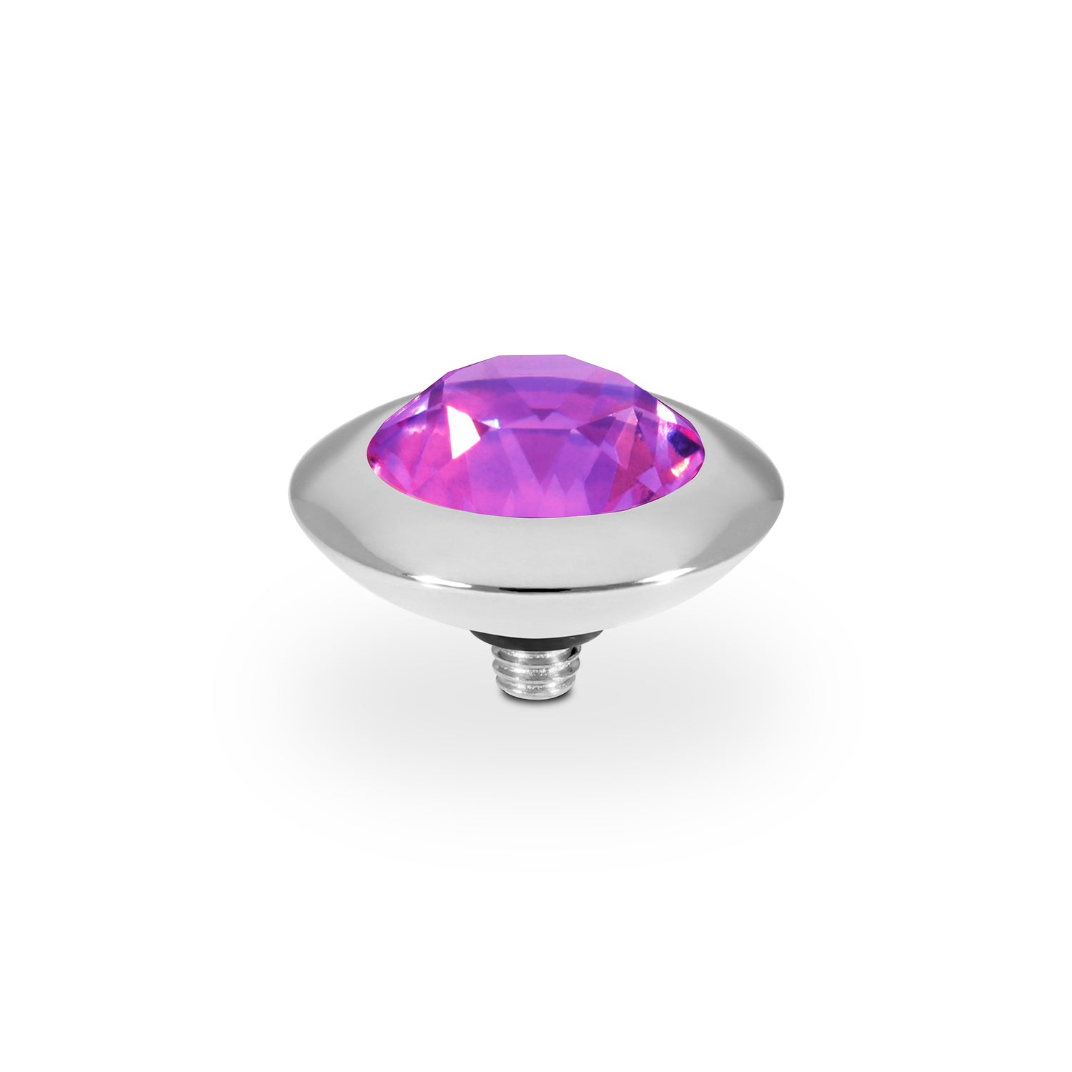 Tondo Top 0.51" - Silver Crystal Electric Violet Ignite