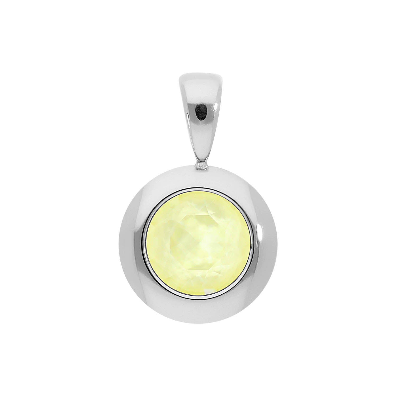 Tondo Pendant 0.51" - Silver crystal soft yellow ignite