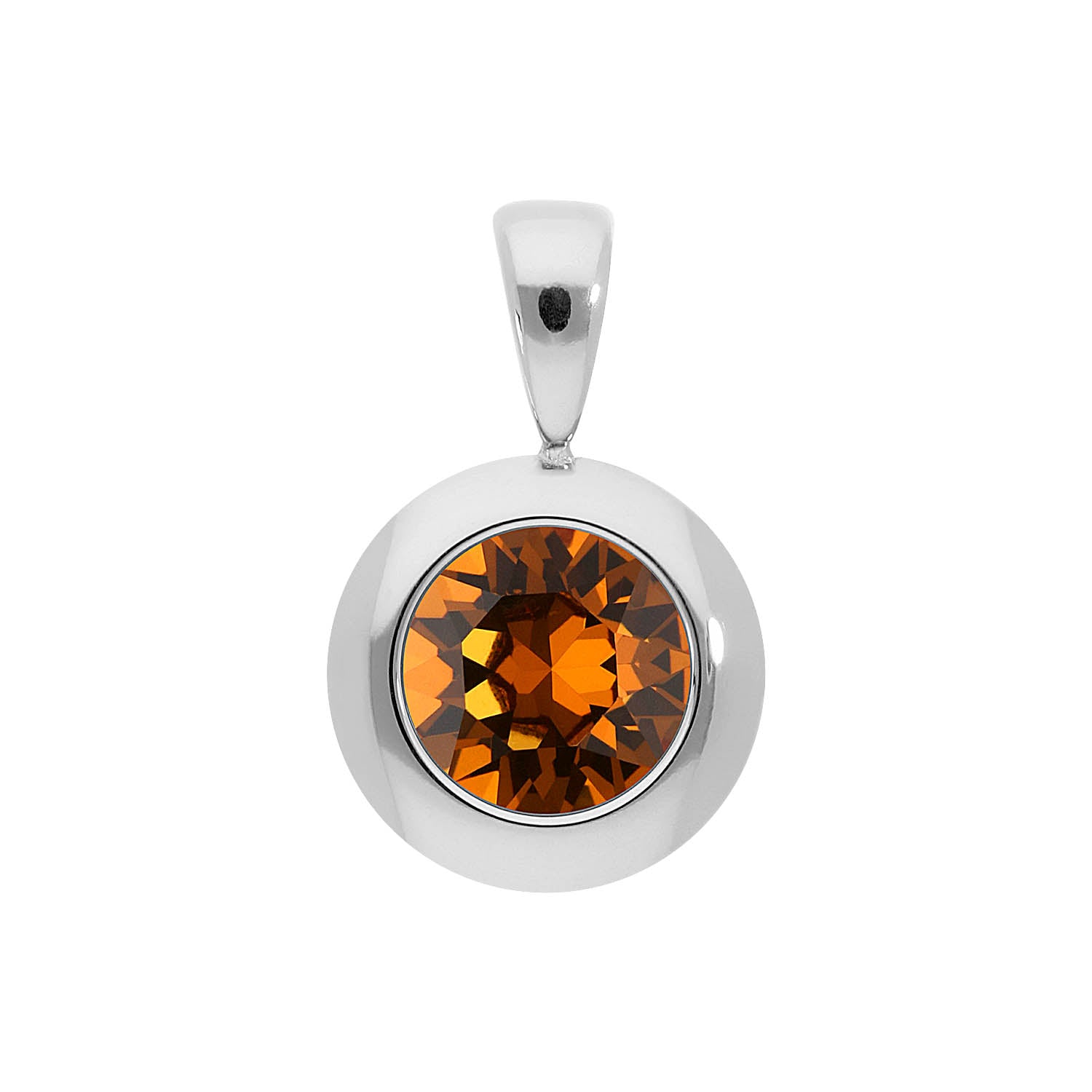 Tondo Pendant 0.51" - Silver light amber