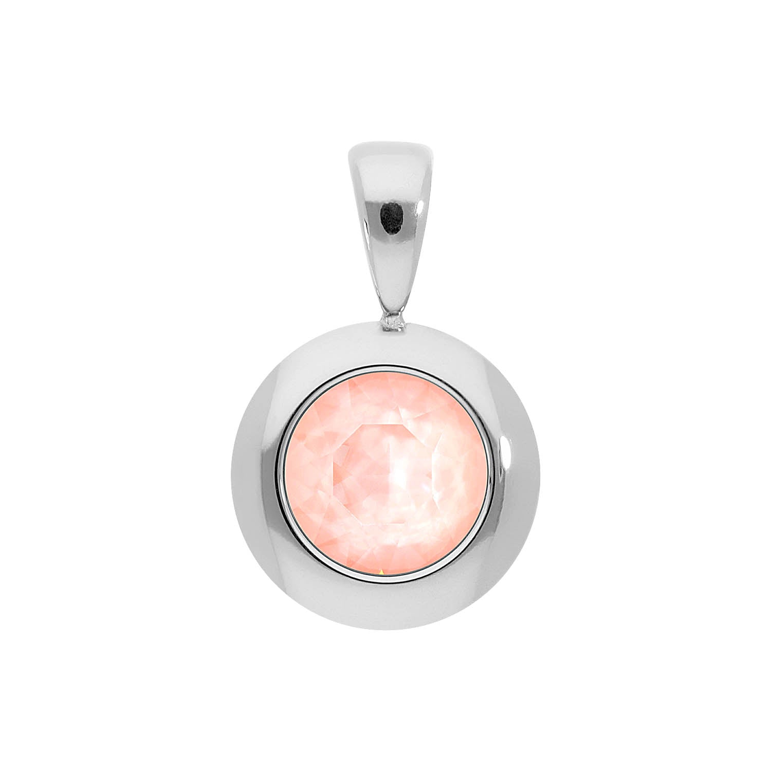 Tondo Pendant 0.51" - Silver Crystal Flamingo Ignite
