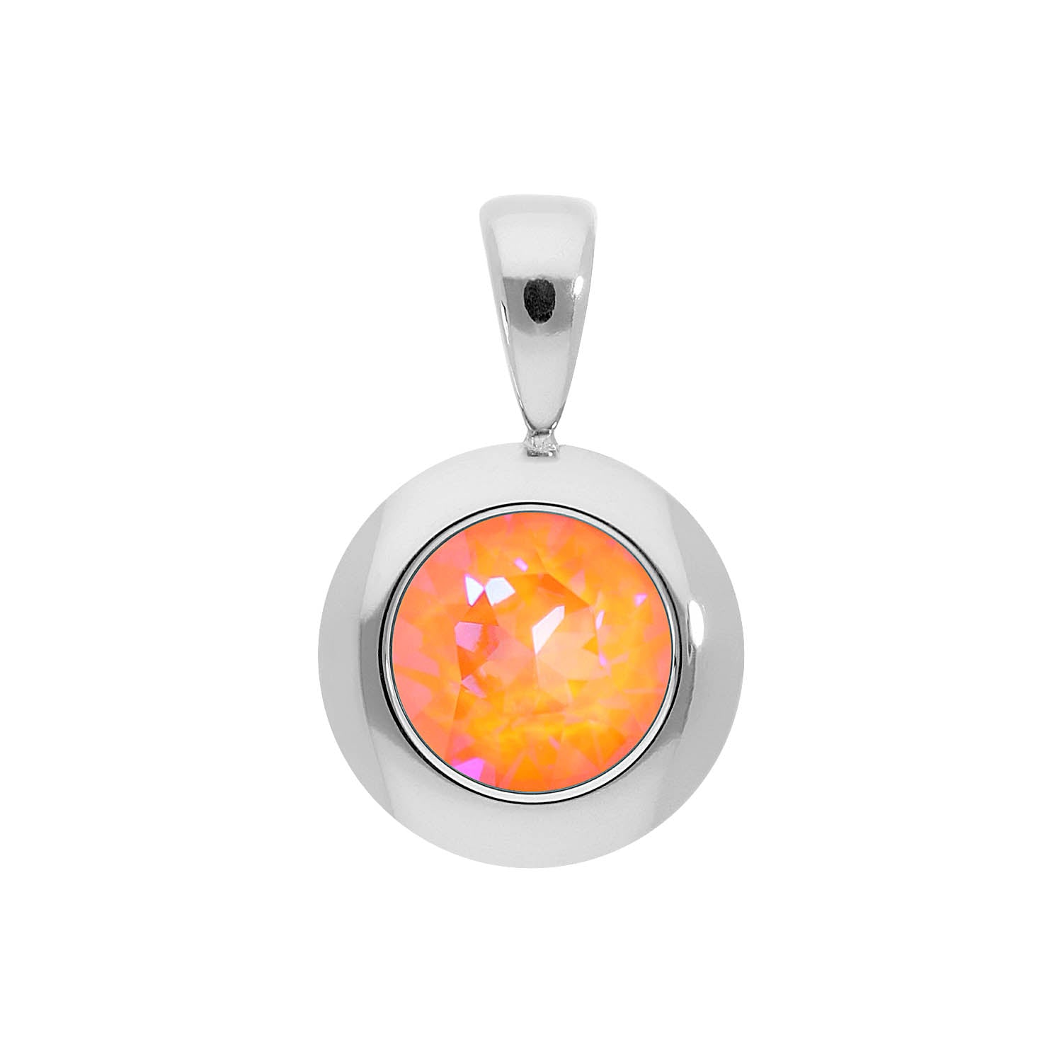 Tondo Pendant 0.51" - Silver crystal orange glow delite