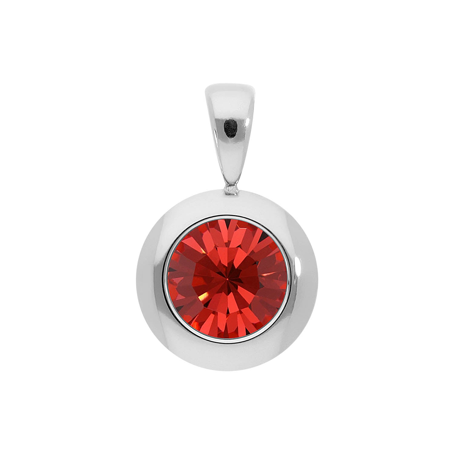 Tondo Pendant 0.51" - Silver padparadscha