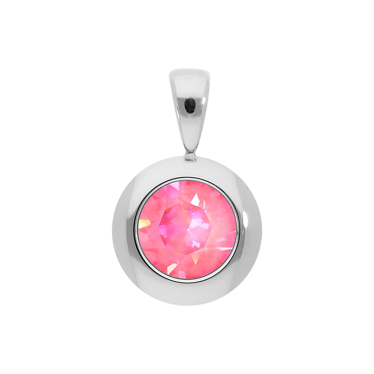 Tondo Pendant 0.51" - Silver lotus pink delite