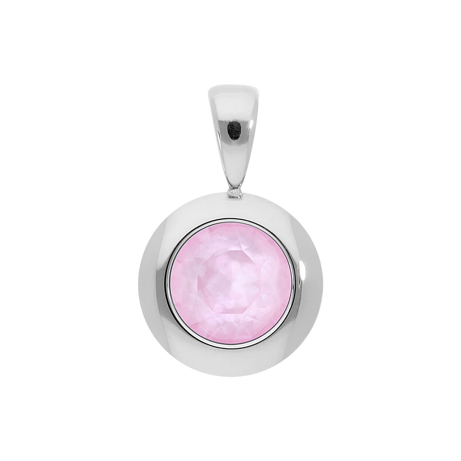 Tondo Pendant 0.51" - Silver crystal soft rose ignite