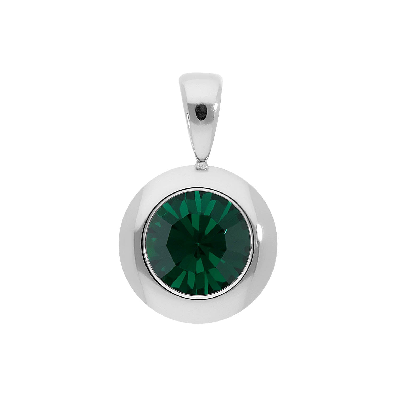 Tondo Pendant 0.51" - Silver emerald