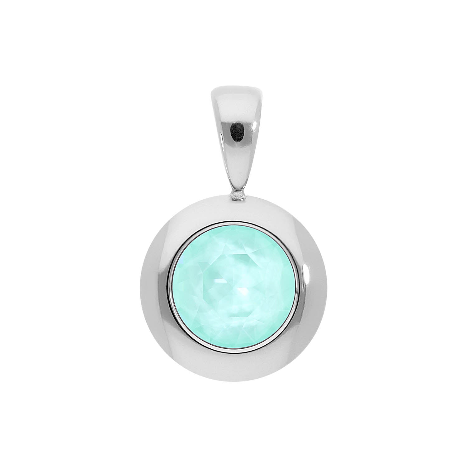 Tondo Pendant 0.51" - Silver crystal soft mint ignite