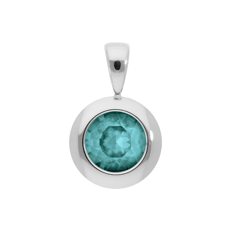 Tondo Pendant 0.51" - Silver Crystal Pine Green Ignite