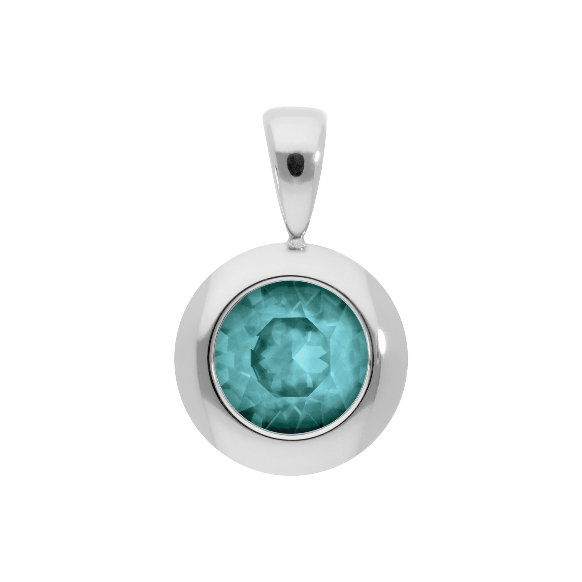 Tondo Pendant 0.51" - Silver Crystal Pine Green Ignite
