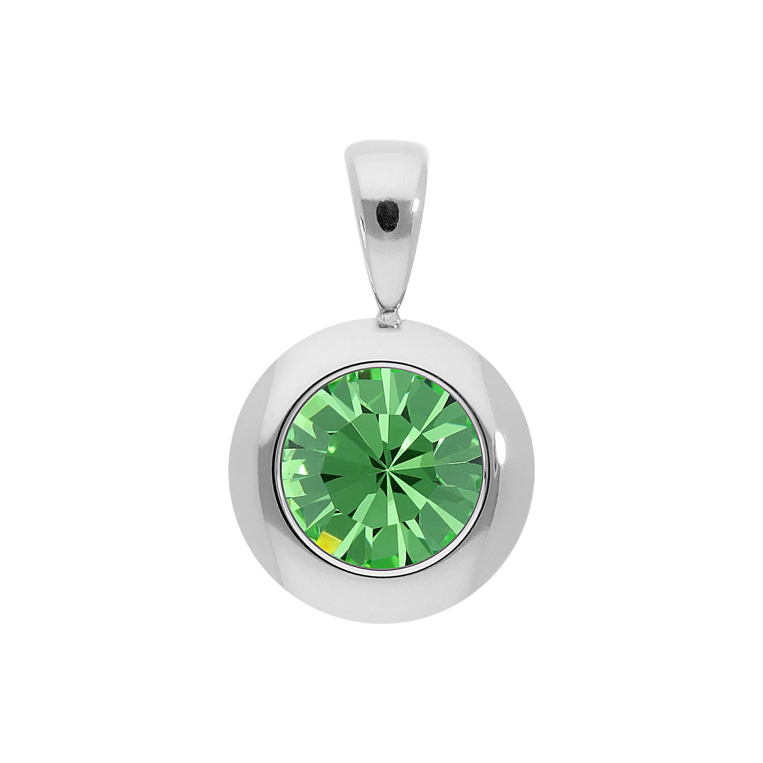Tondo Pendant 0.51" - Silver peridot