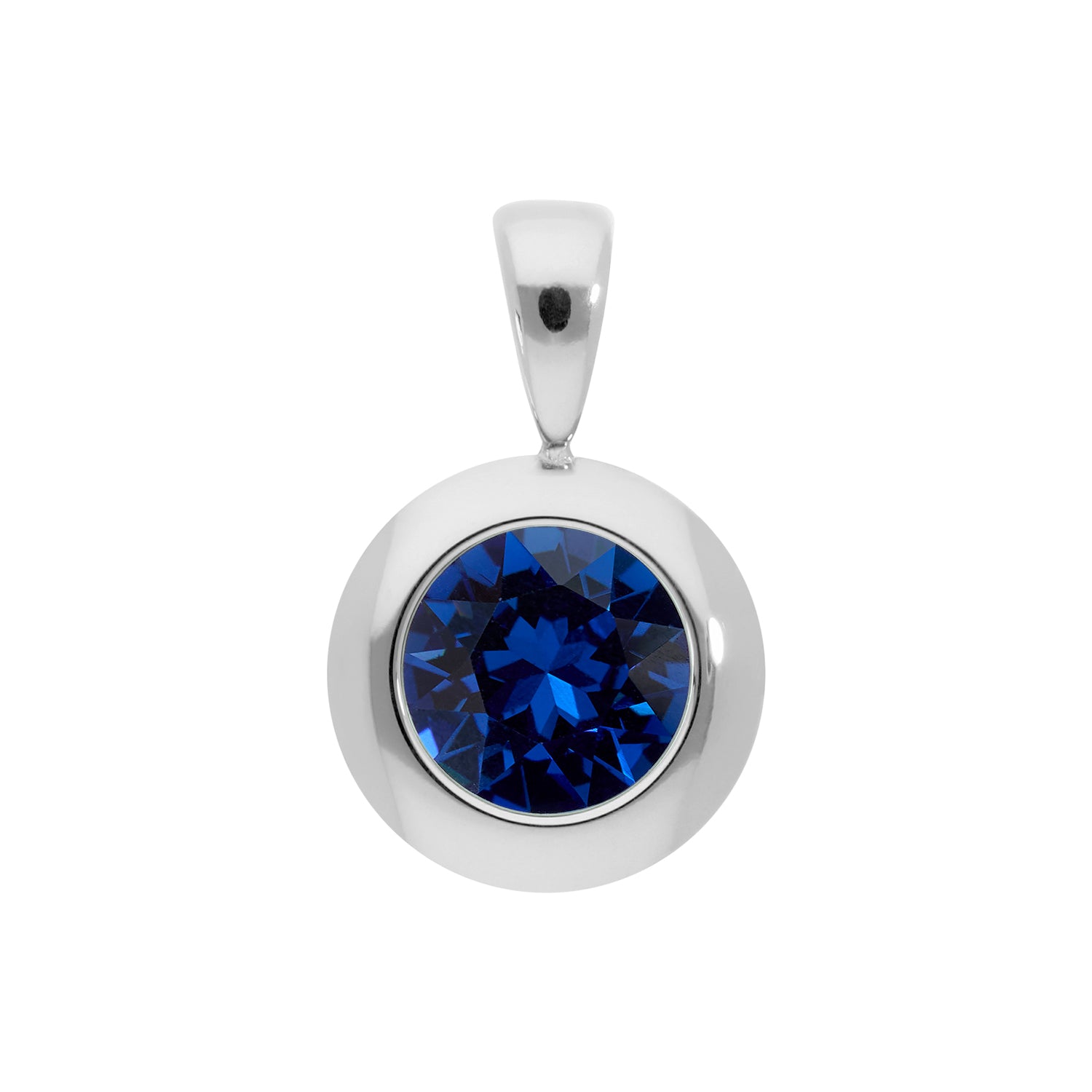 Tondo Pendant 0.51" - Silver ReCreated Dark Sapphire