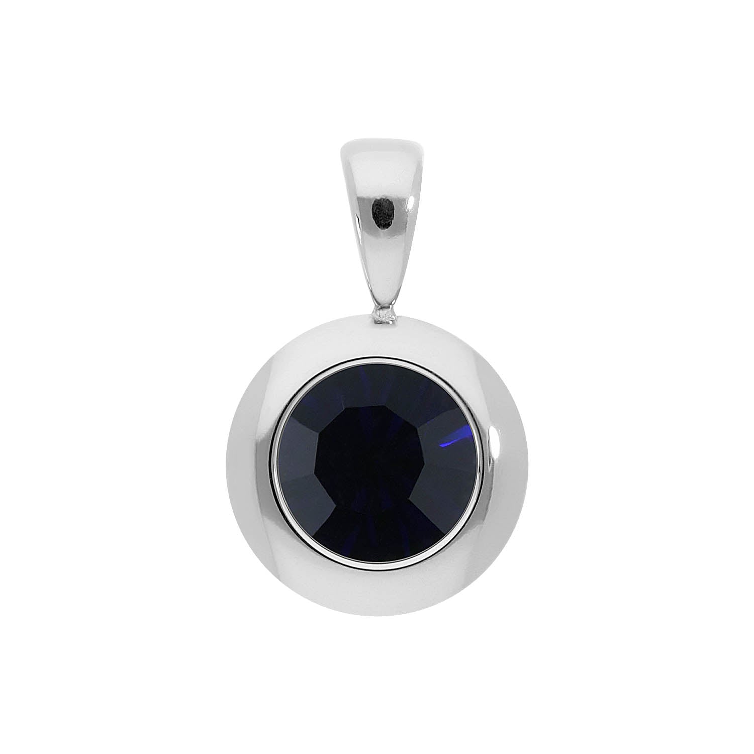 Tondo Pendant 0.51" - Silver Dark Indigo