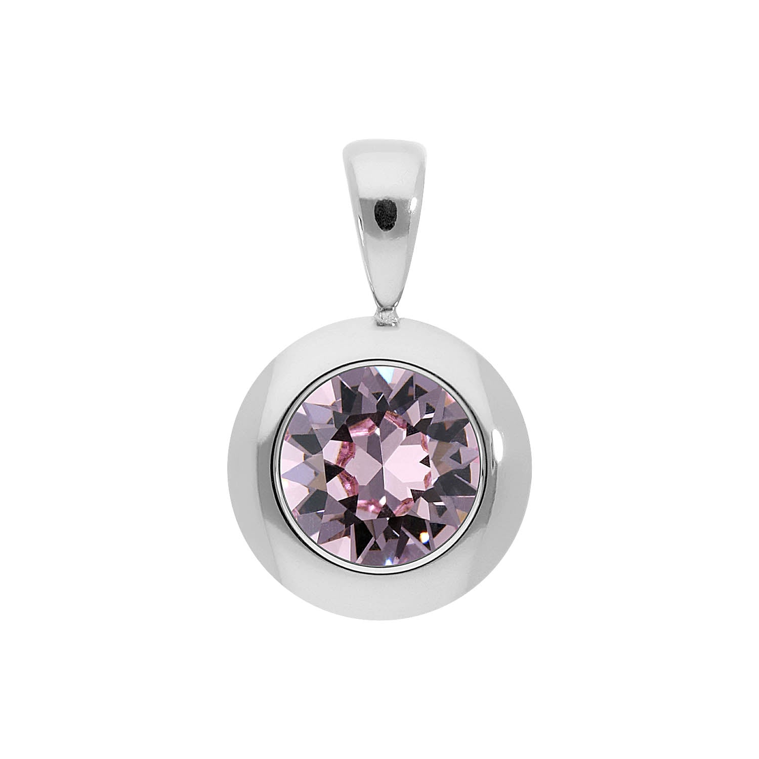 Tondo Pendant 0.51" - Silver light amethyst