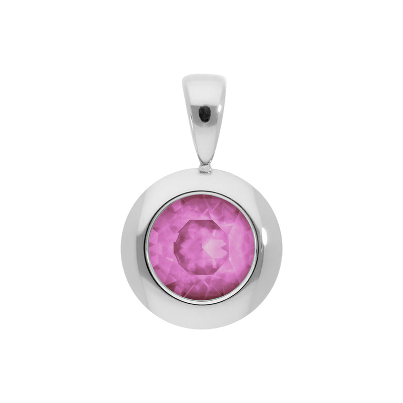Tondo Pendant 0.51" - Silver Crystal Orchid Ignite