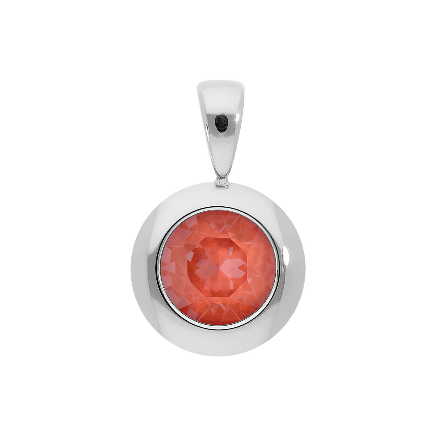 Tondo Pendant 0.51" - Silver crystal maroon ignite