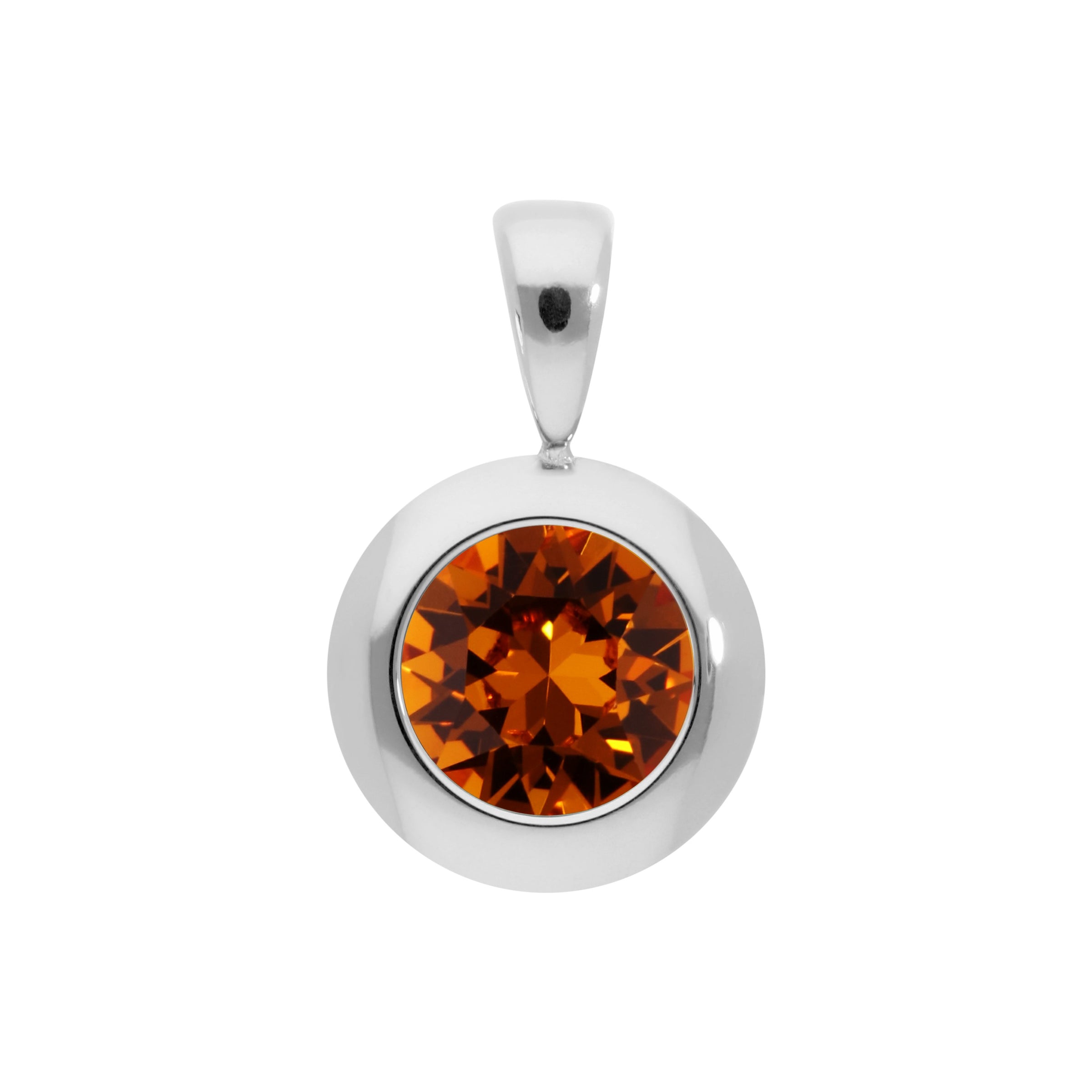 Tondo Pendant 0.51" - Silver Smoked Topaz