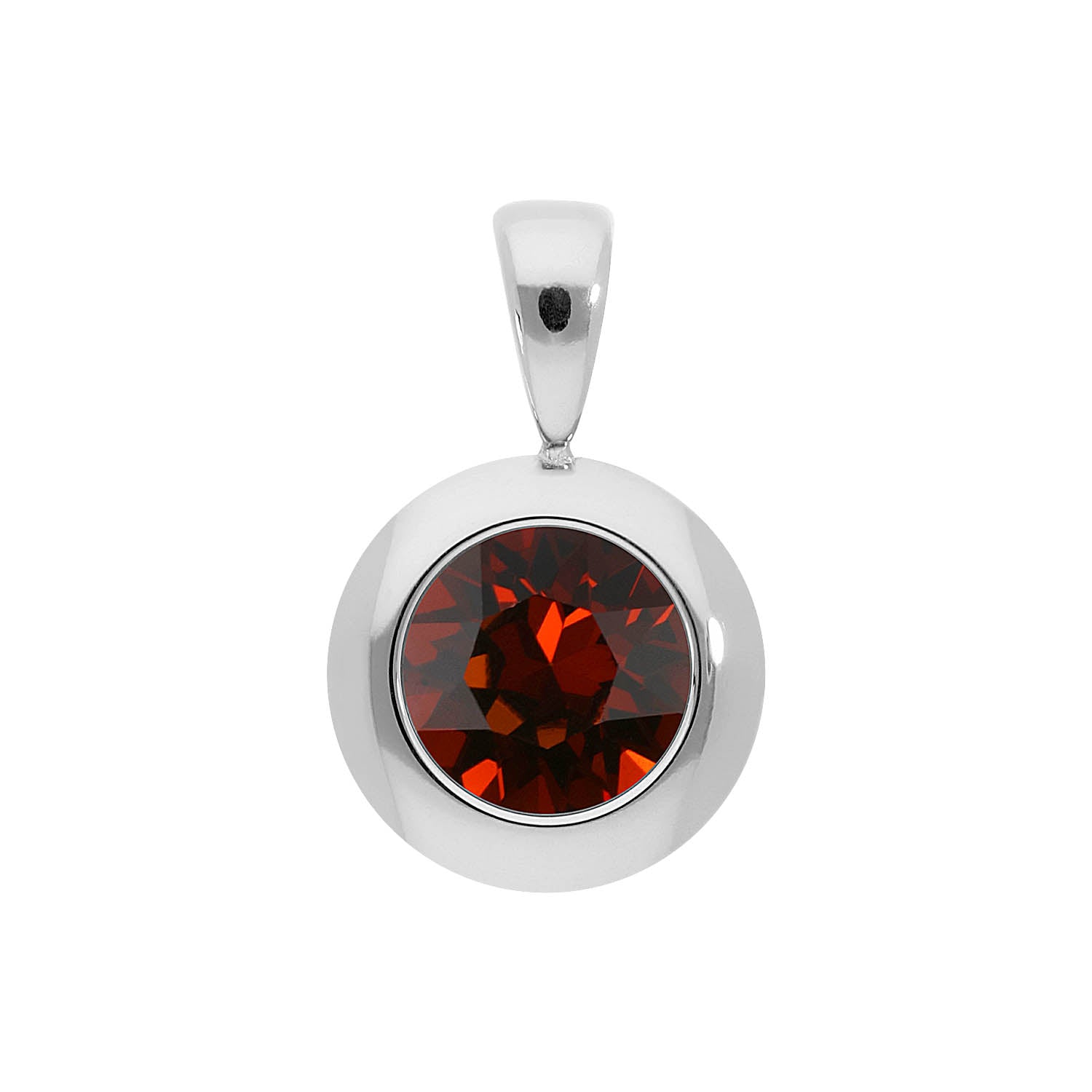 Tondo Pendant 0.51" - Silver smoked amber
