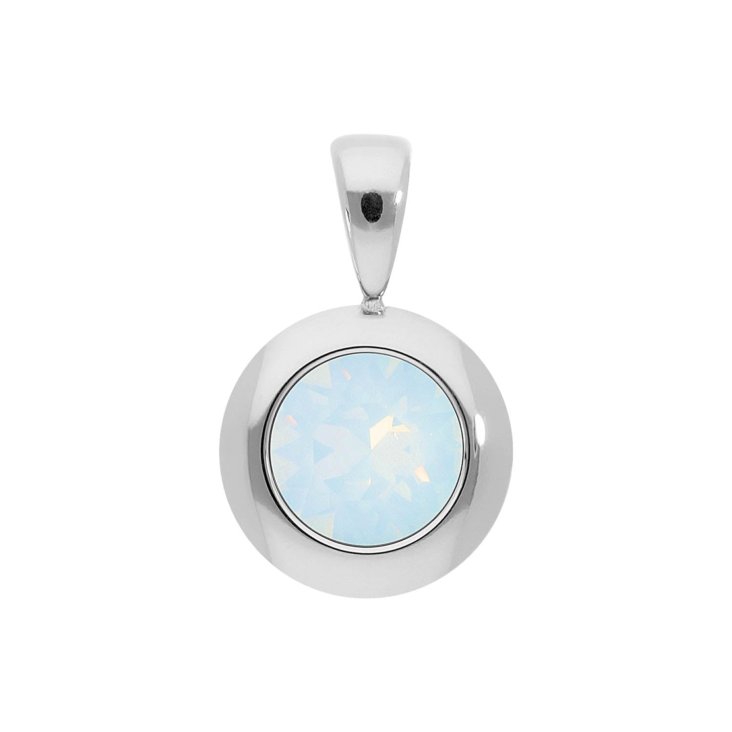Tondo Pendant 0.51" - Silver white opal