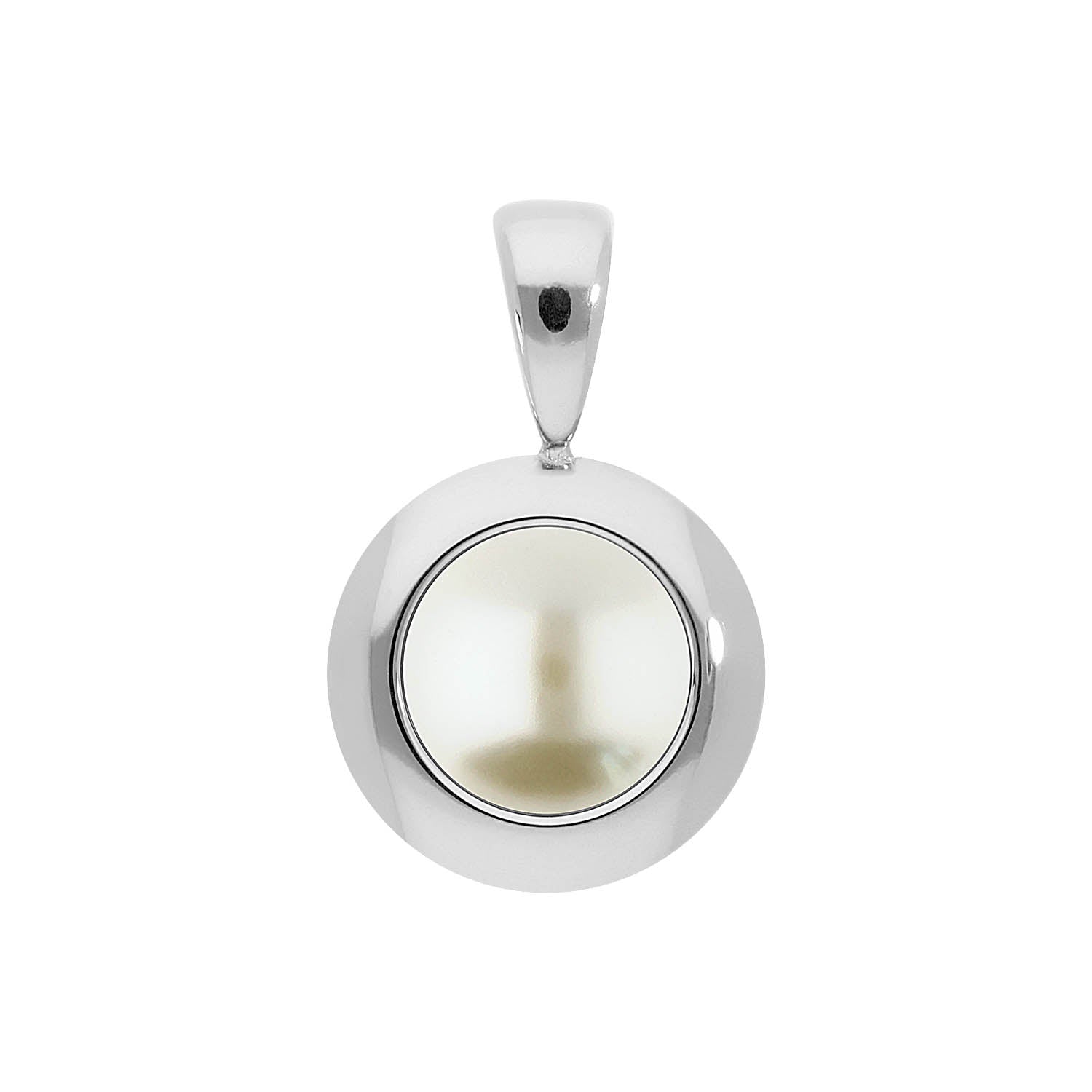 Tondo Pendant 0.51" - Silver cream pearl