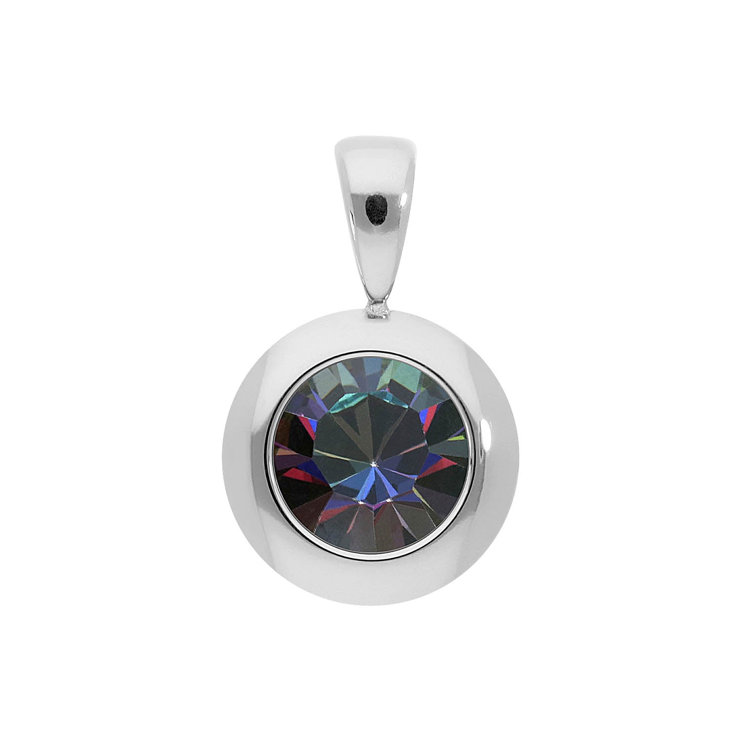 Tondo Pendant 0.51" - Silver Crystal Vitrail Medium