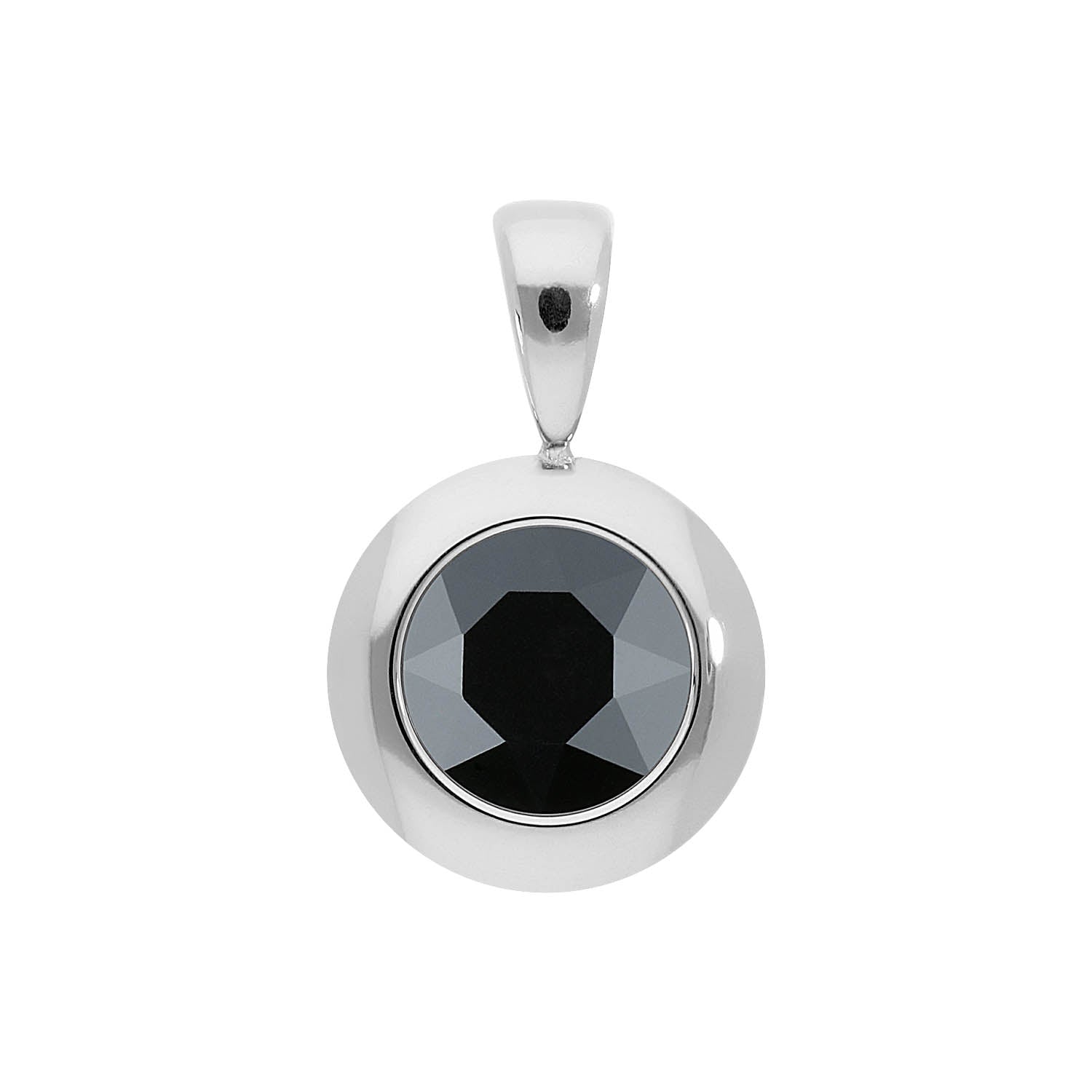 Tondo Pendant 0.51" - Silver jet hematite