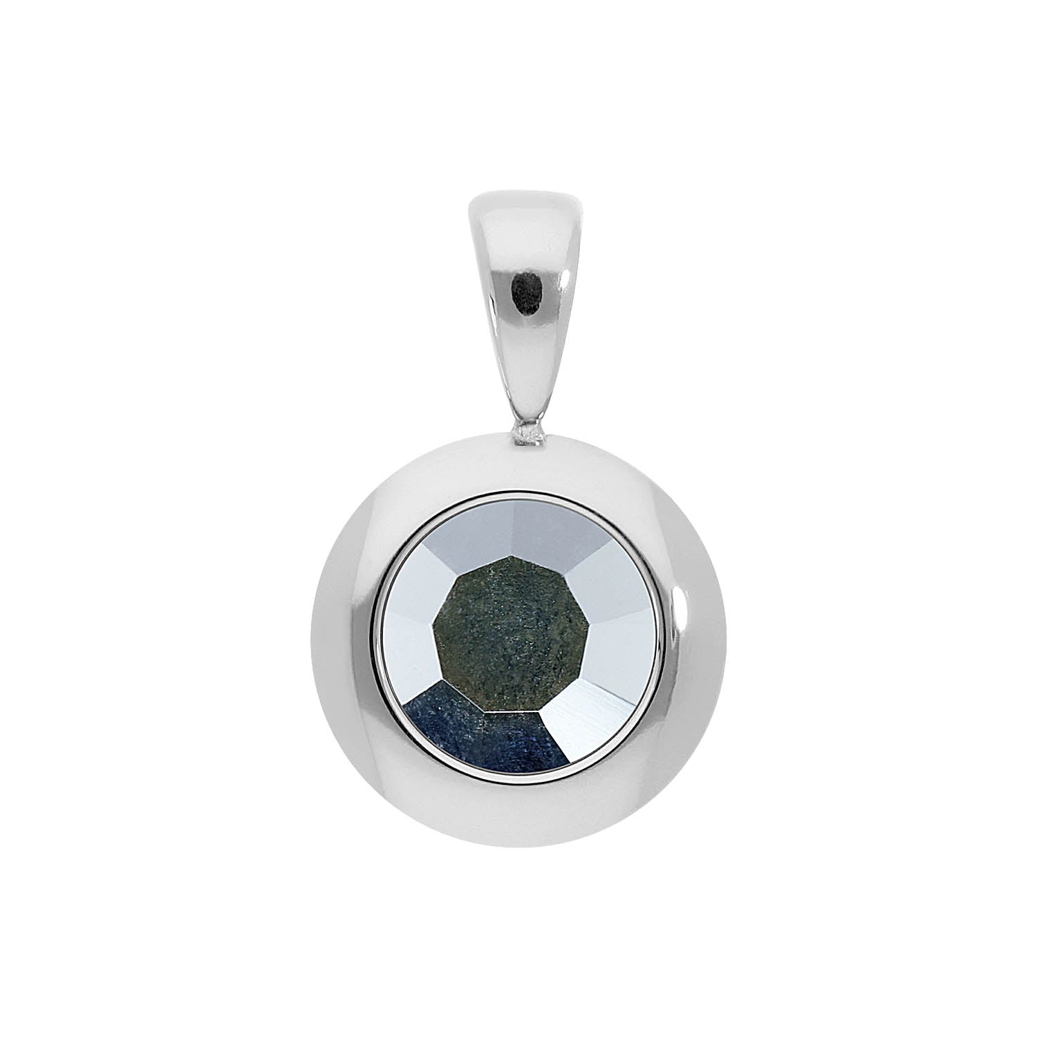 Tondo Pendant 0.51" - Silver crystal labrador
