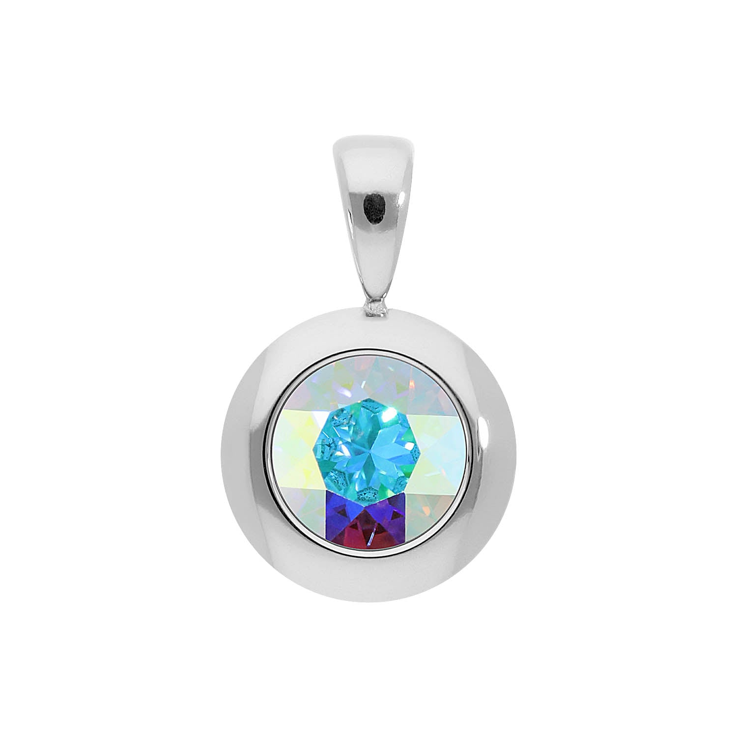 Tondo Pendant 0.51" - Silver crystal aurora boreale