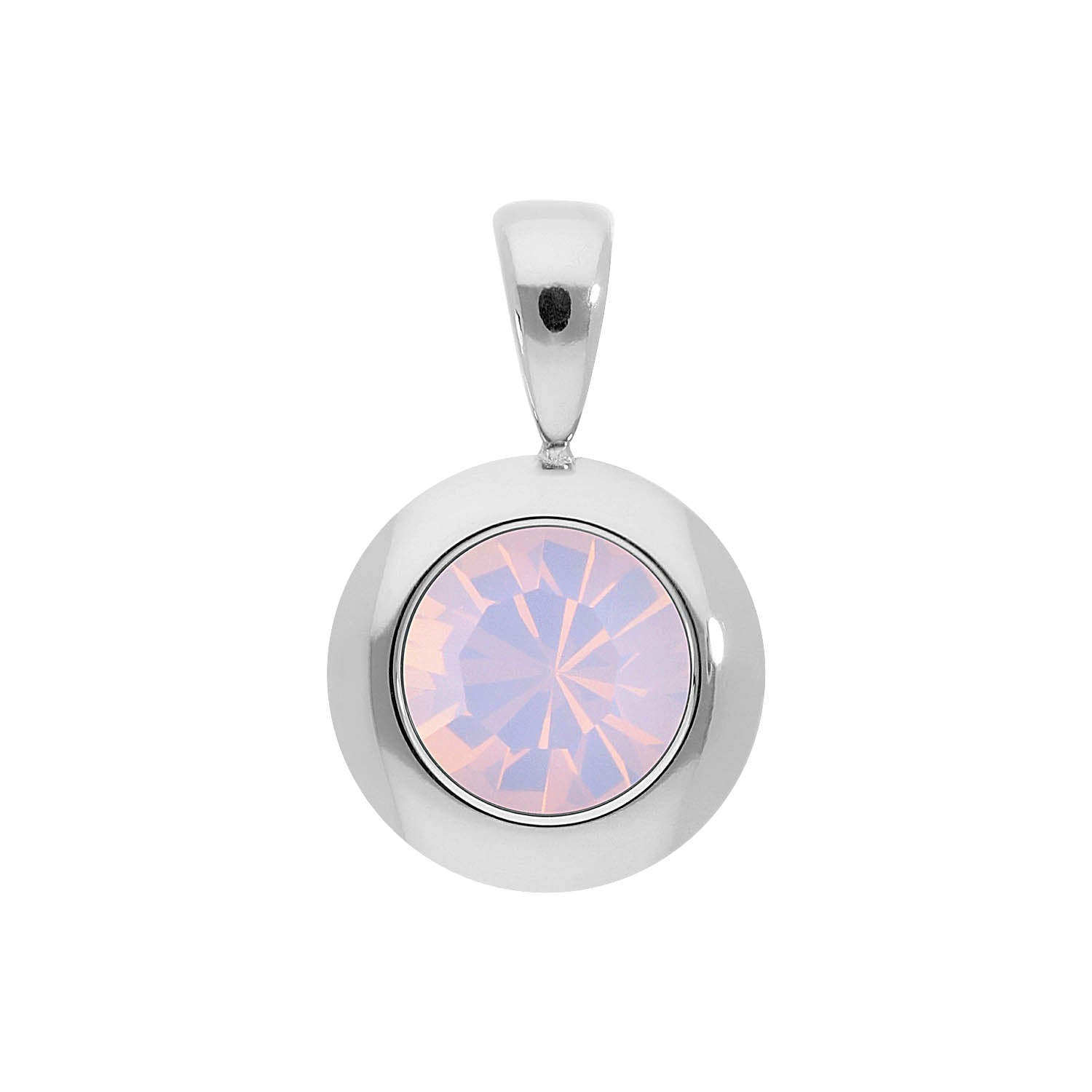 Tondo Pendant 0.51" - Silver rose opal