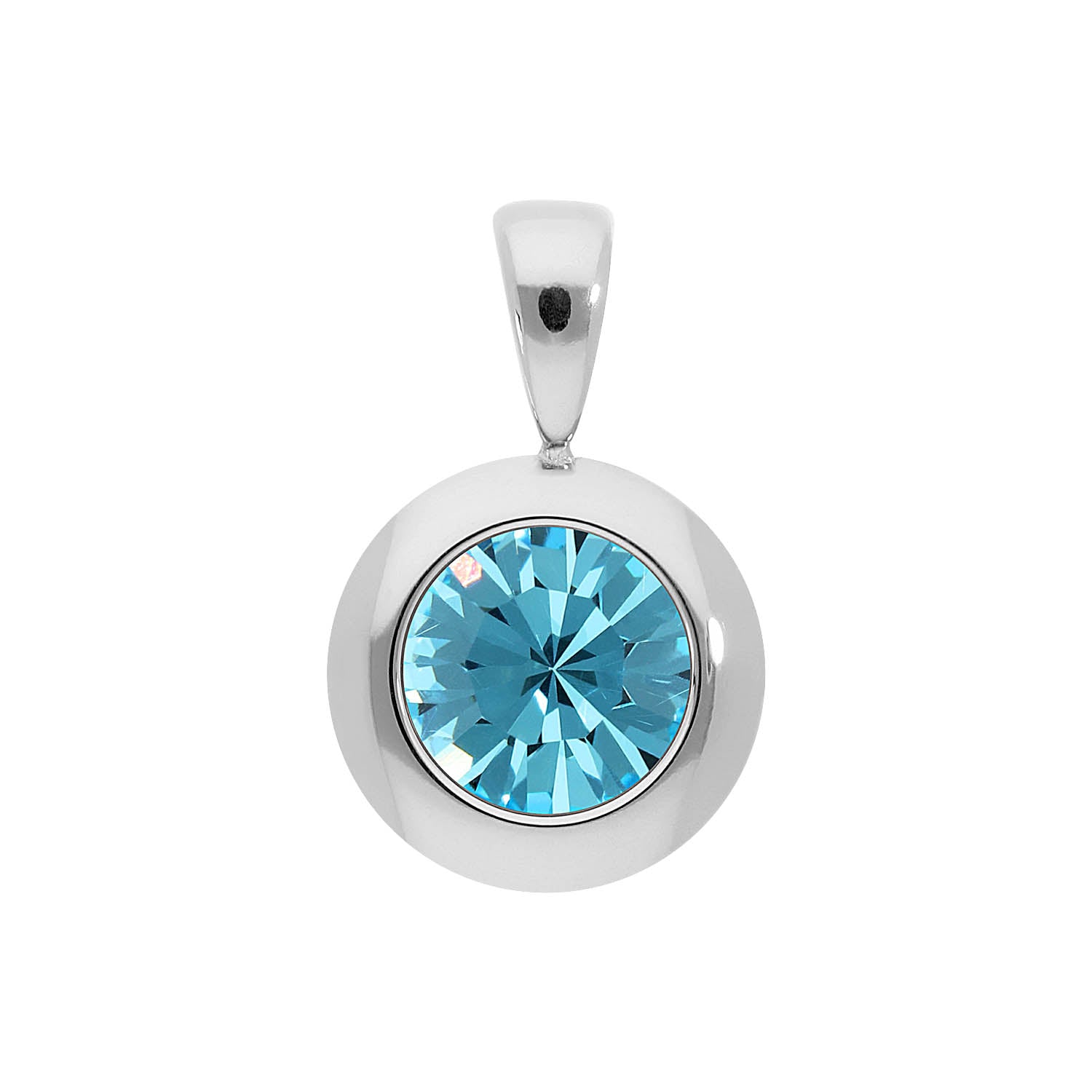 Tondo Pendant 0.51" - Silver aquamarine