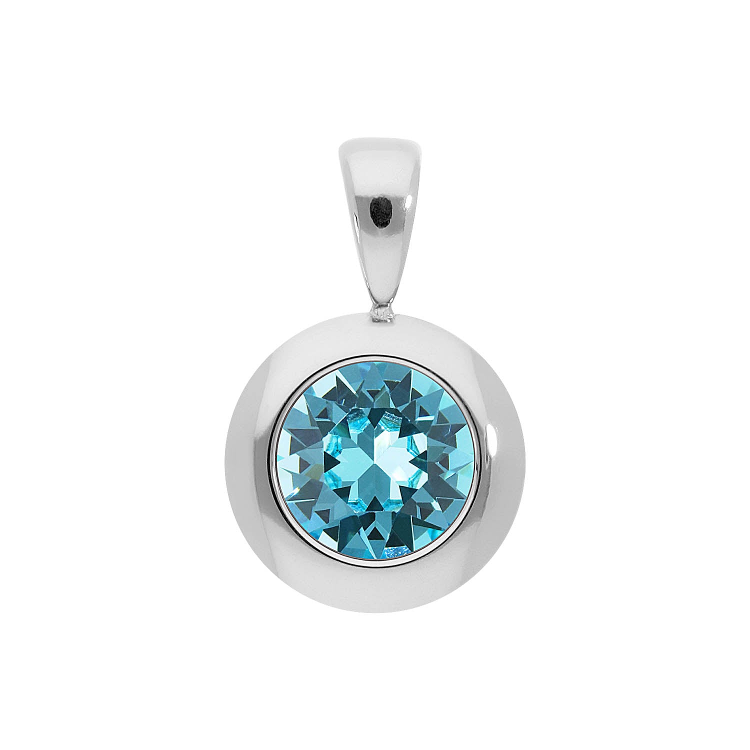 Tondo Pendant 0.51" - Silver Light Turquoise