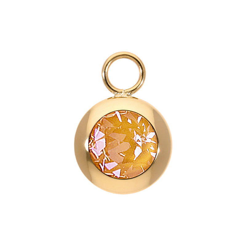 Tondo Charm 0.51" - Gold Crystal Mango Ignite