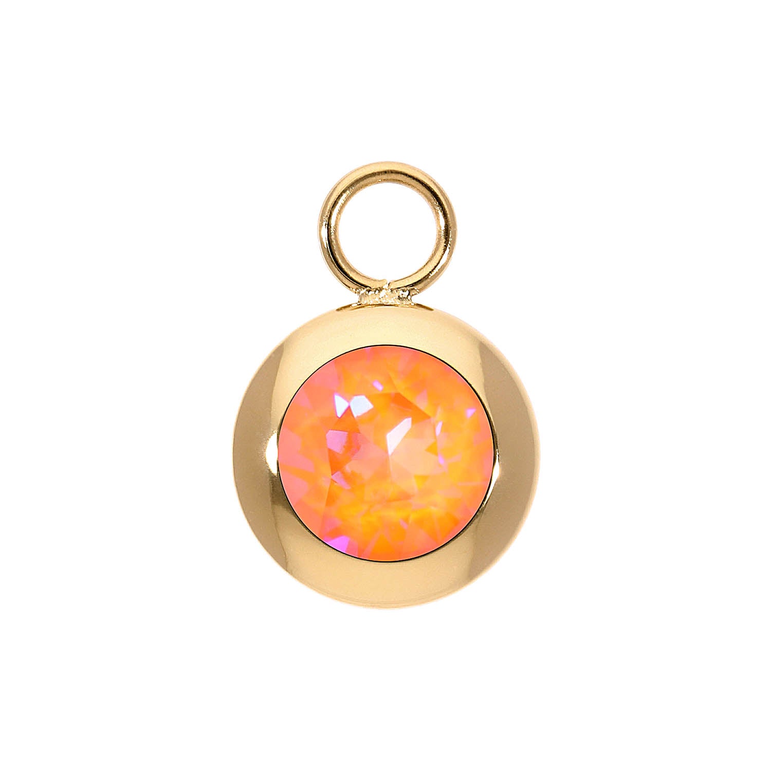 Tondo Charm 0.51" - Gold crystal orange glow delite