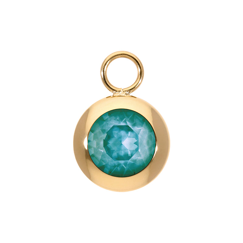 Tondo Charm 0.51" - Gold Crystal Pine Green Ignite