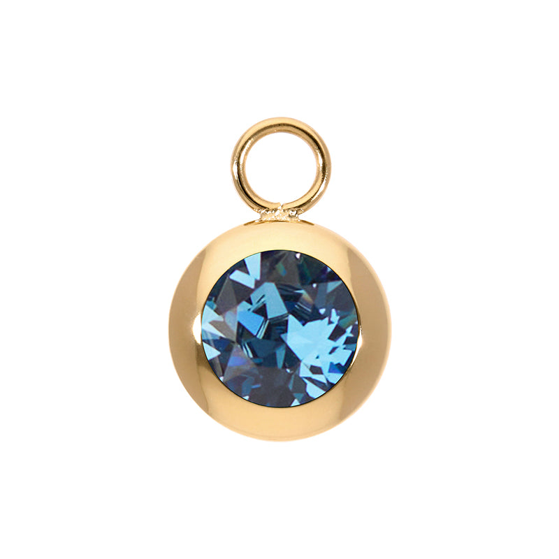 Tondo Charm 0.51" - Gold Denim Blue