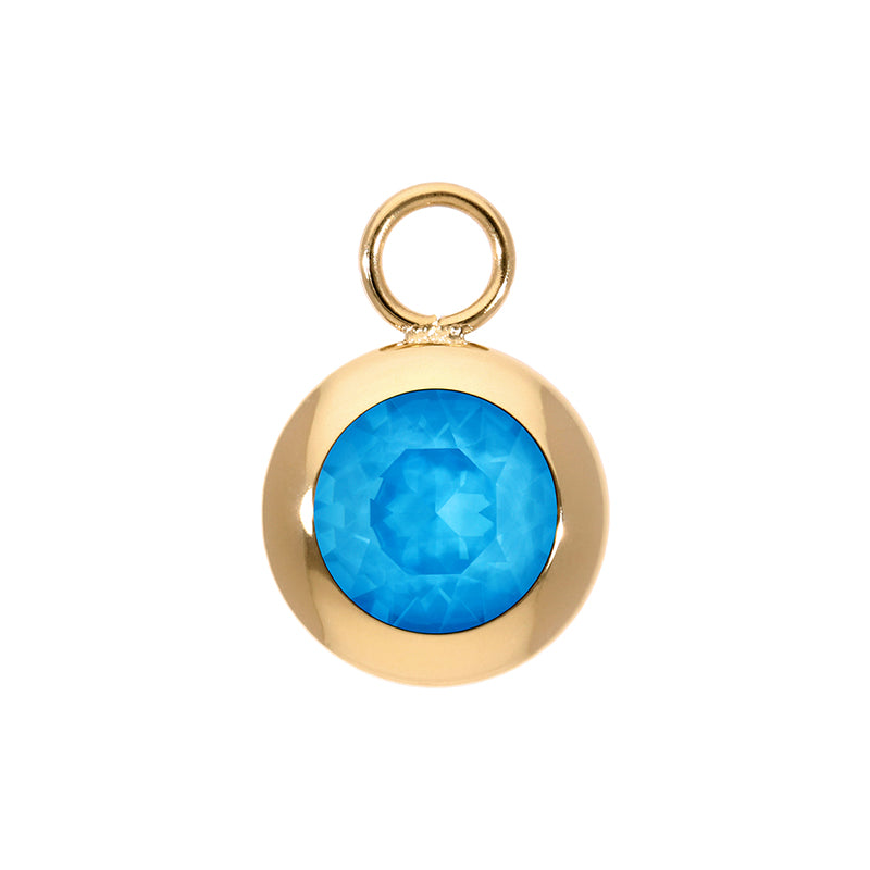 Tondo Charm 0.51" - Gold Crystal Electric Blue Ignite