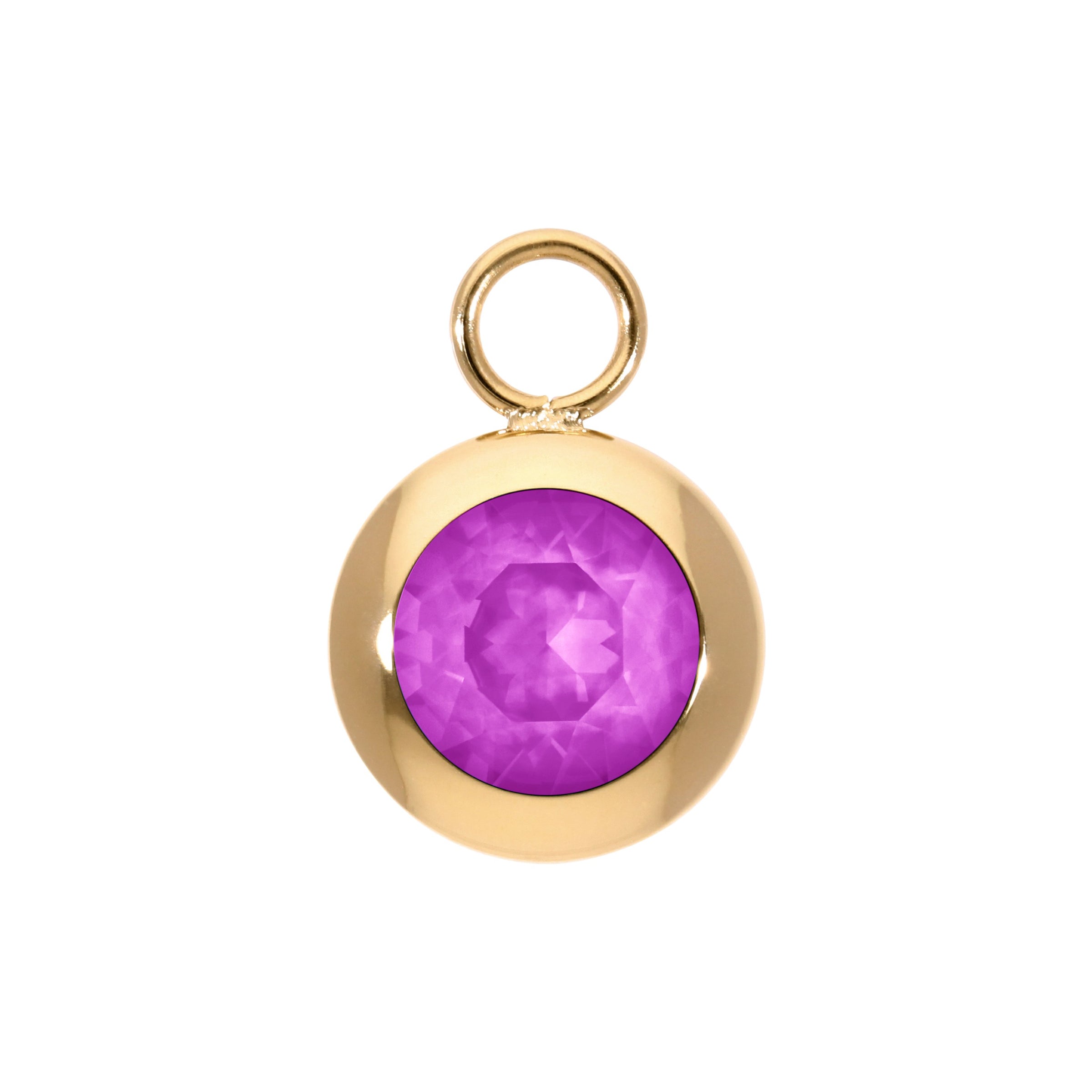 Tondo Charm 0.51" - Gold Crystal Electric Violet Ignite