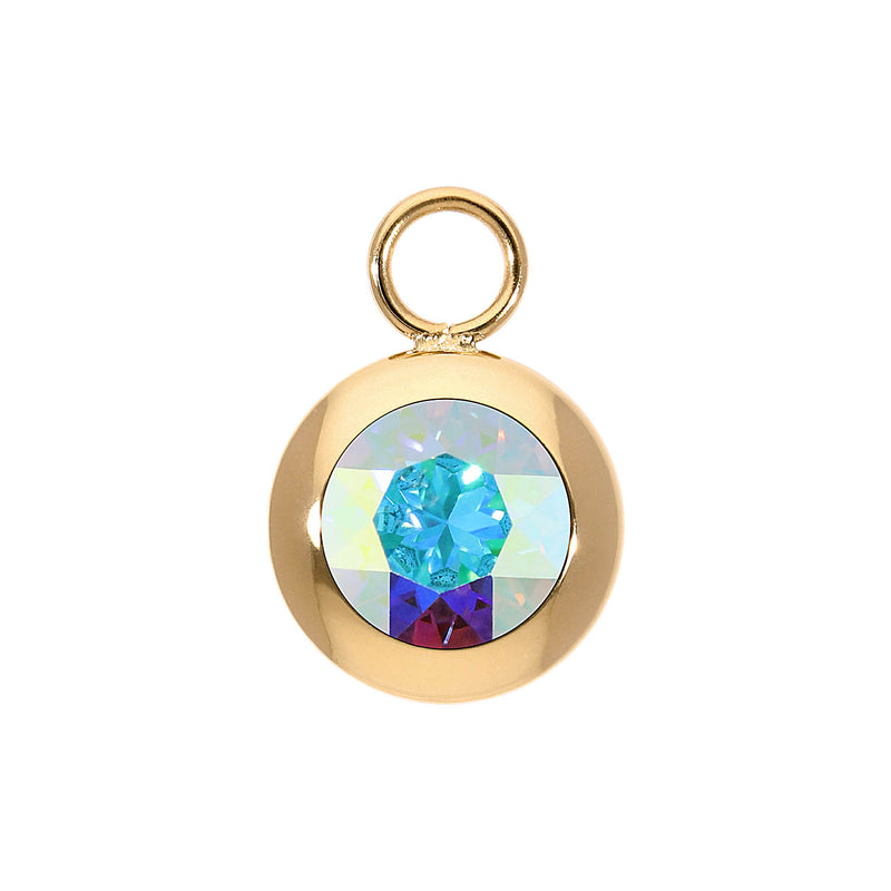 Tondo Charm 0.51" - Gold crystal aurora boreale