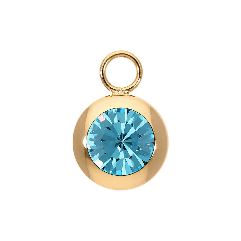 Tondo Charm 0.51" - Gold aquamarine