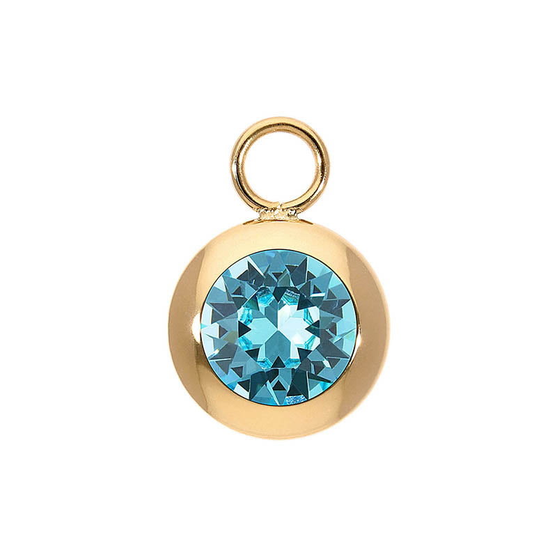 Tondo Charm 0.51" - Gold Light Turquoise
