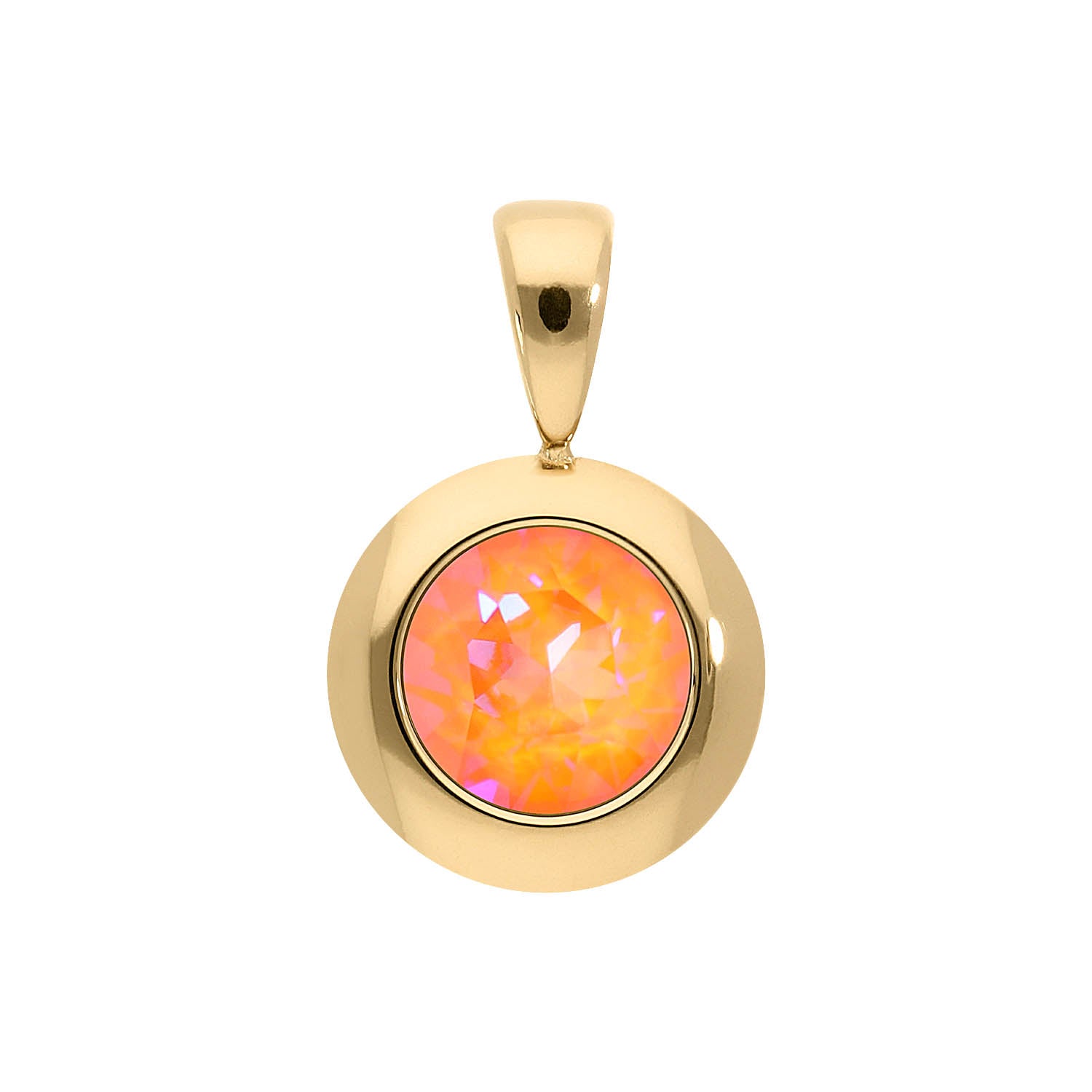 Tondo Pendant 0.51" - Gold crystal orange glow delite