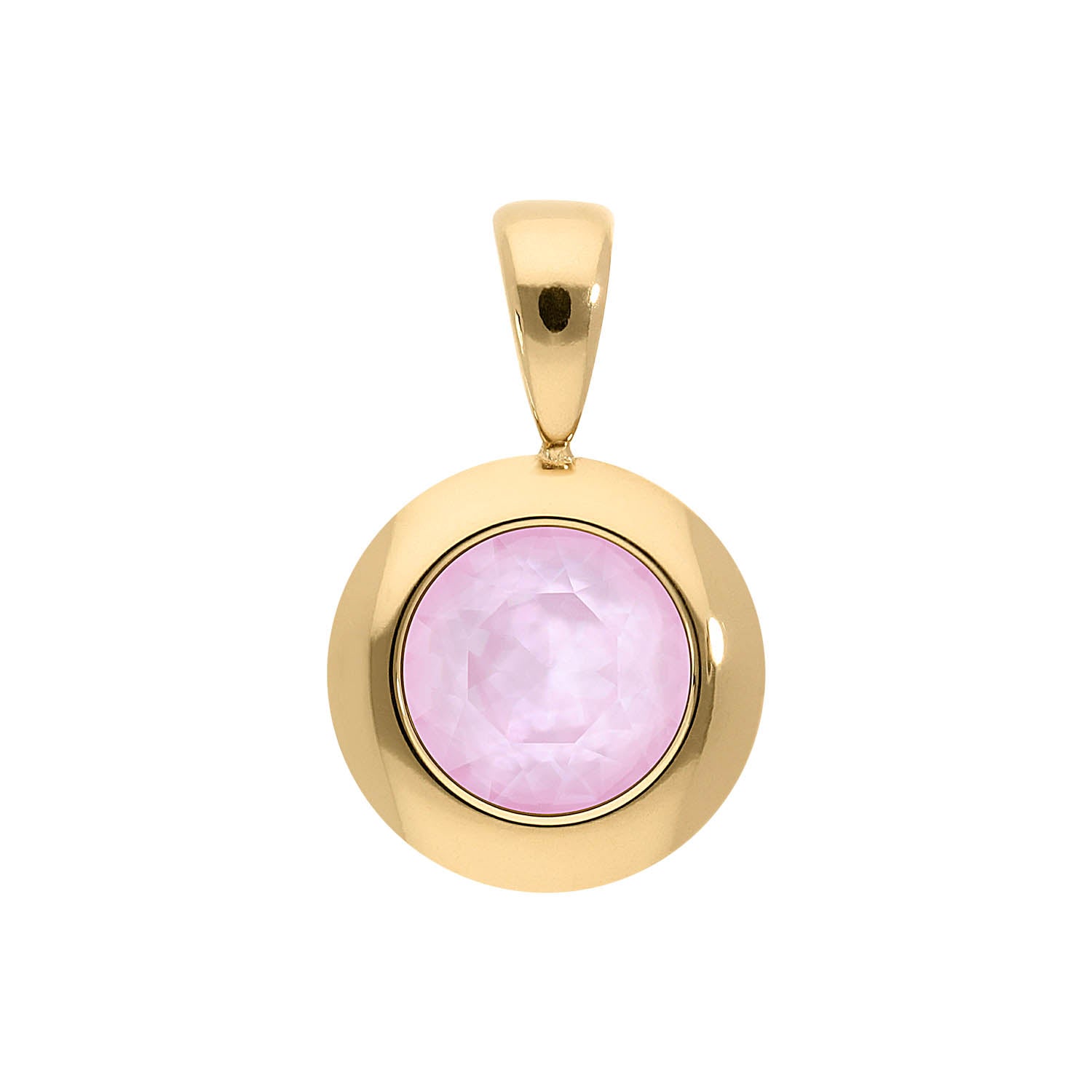 Tondo Pendant 0.51" - Gold crystal soft rose ignite