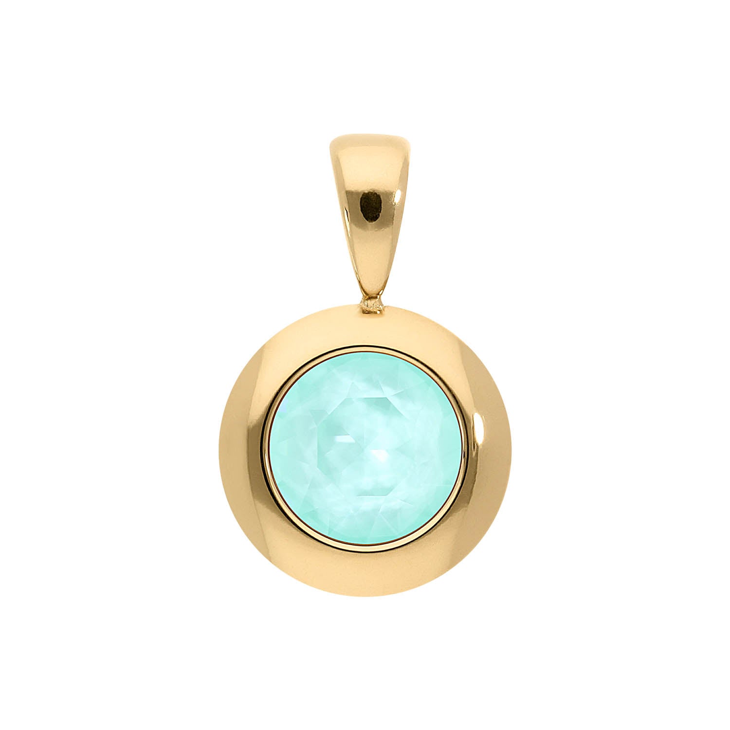 Tondo Pendant 0.51" - Gold crystal soft mint ignite