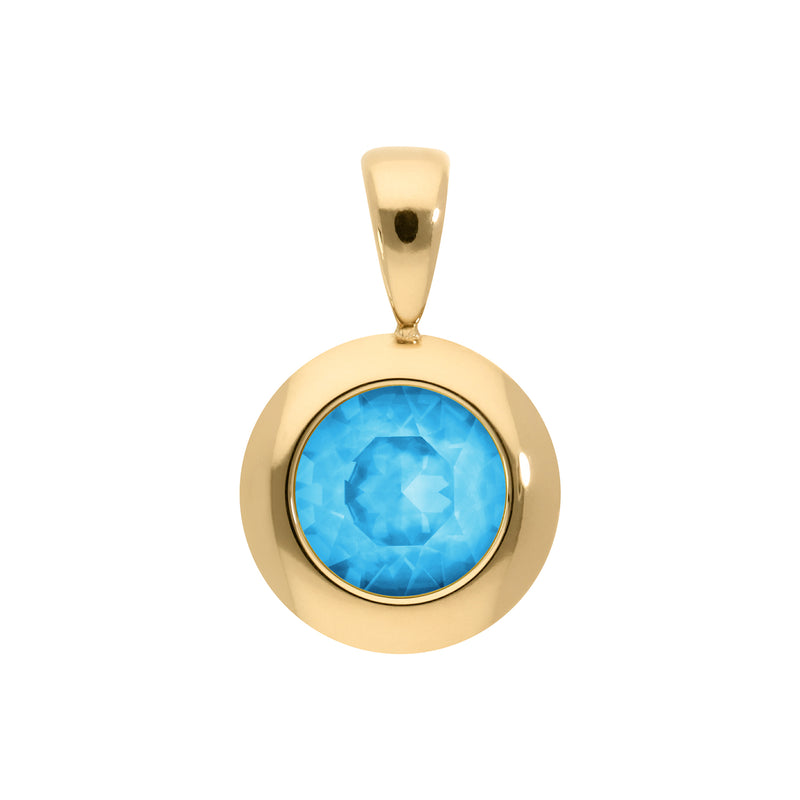 Tondo Pendant 0.51" - Gold Crystal Electric Blue Ignite