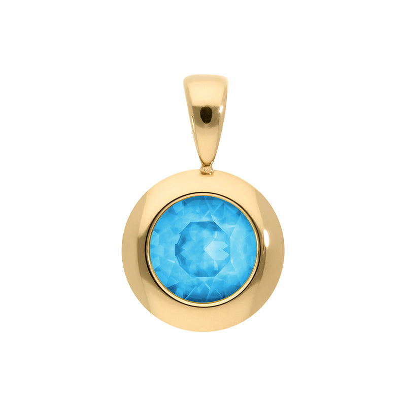 Tondo Pendant 0.51" - Gold Crystal Electric Blue Ignite